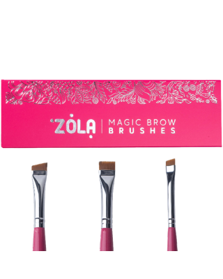 Набір пензлів малиновий для фарбування брів Zola MAGIC BROW BRUSHES професійний