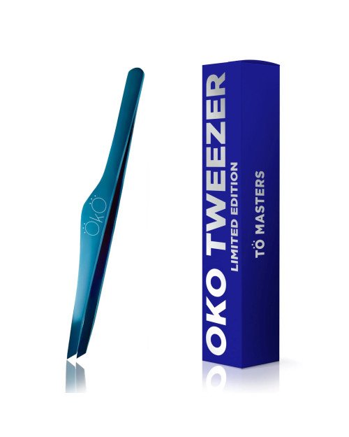 Пінцет для брів OKO Blue Magic Premium Limited Edition скошений, ручне заточення